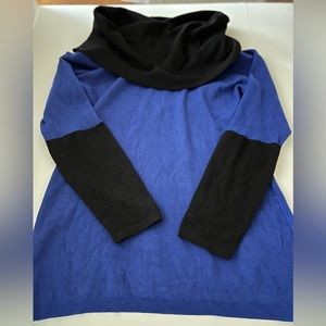 P LUCA MILANO ROYAL BLUE SWEATER BLACK COWL NECK